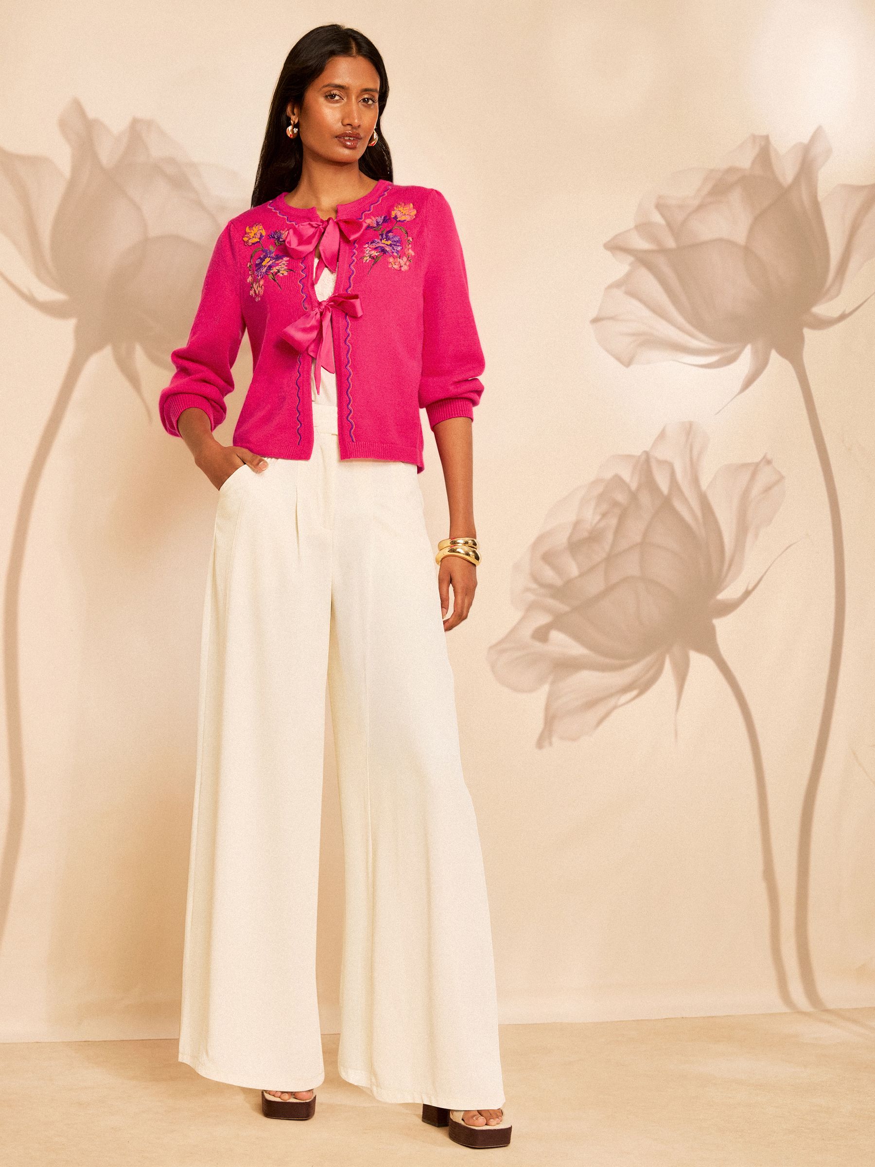 Buy Love & Roses Pink Floral Embroidered Detail SatinTie Front