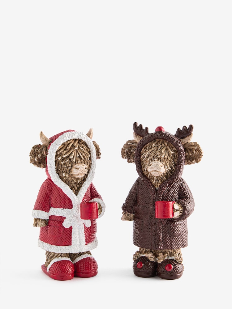 Set of 2 Red Christmas Hamish The Highland Cow Ornaments - Image 1 of 2