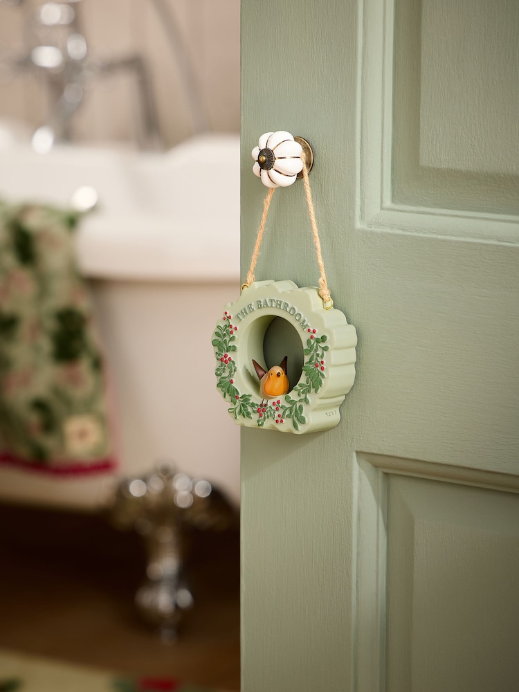 Christmas Robin Bathroom Sign Ornament - 5의 이미지 1