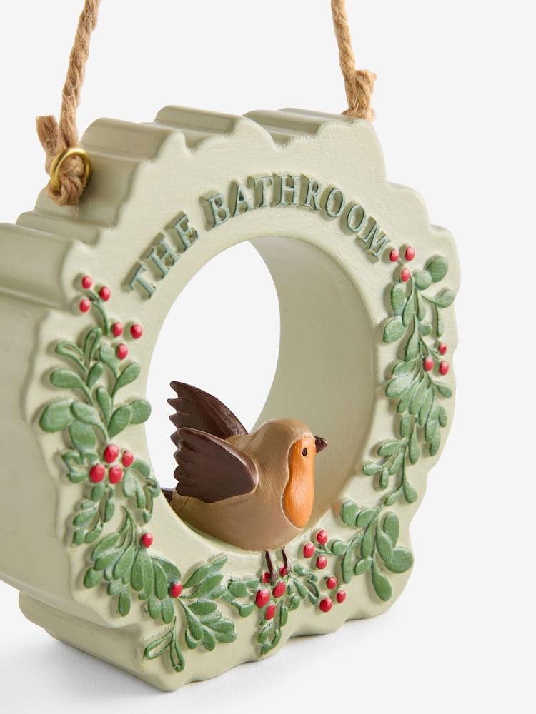 Christmas Robin Bathroom Sign Ornament - 5의 이미지 5
