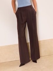 Lipsy Chocolate Brown Petite Premium Wide Leg Trousers - Image 2 of 5