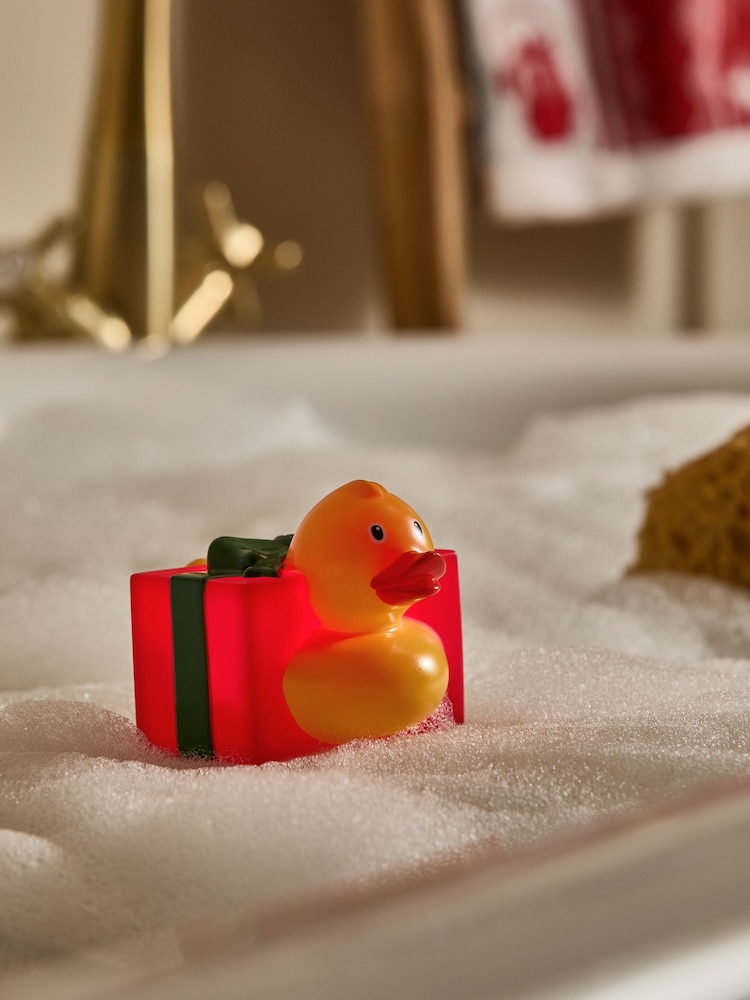 Red Christmas Duck Light Up Bathroom Toy - Image 1 of 4 Red Christmas Duck Light Up Bathroom Toy - Image 1 of 4