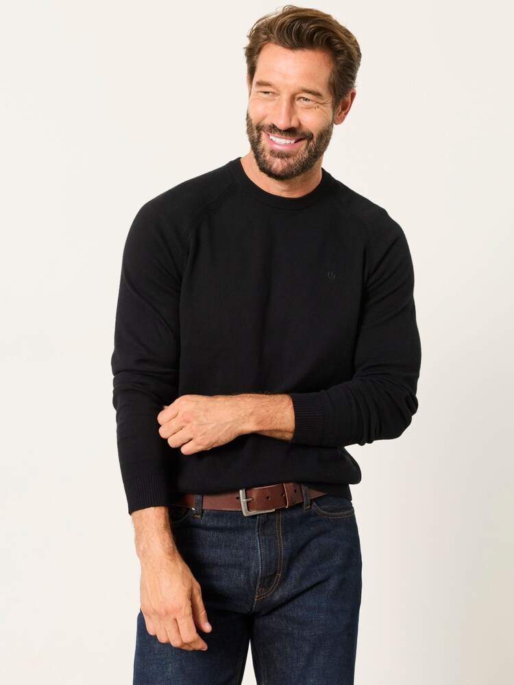 FatFace Rye Black Crew Neck Knitted Jumper - Image 1 of 5 FatFace Rye Black Crew Neck Knitted Jumper - Image 1 of 5