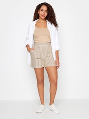 M&Co Natural Ivory White Stripe Print Linen Shorts - Image 2 of 4