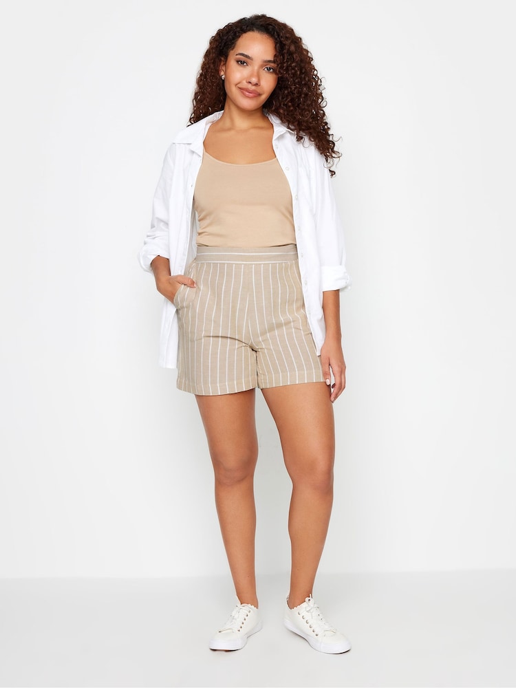M&Co Natural Ivory White Stripe Print Linen Shorts - Image 2 of 4