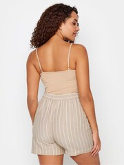 M&Co Natural Ivory White Stripe Print Linen Shorts - Image 3 of 4