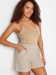 M&Co Natural Ivory White Stripe Print Linen Shorts - Image 4 of 4