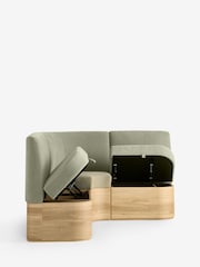 Soft Twill Sage Green Noa Curve Right Hand Corner Storage Dining Bench - Image 12 of 15