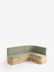 Soft Twill Sage Green Noa Curve Right Hand Corner Storage Dining Bench - Image 13 of 15