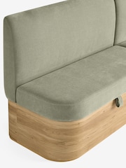 Soft Twill Sage Green Noa Curve Right Hand Corner Storage Dining Bench - Image 15 of 15
