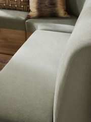 Soft Twill Sage Green Noa Curve Right Hand Corner Storage Dining Bench - Image 6 of 15