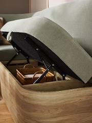 Soft Twill Sage Green Noa Curve Right Hand Corner Storage Dining Bench - Image 7 of 15