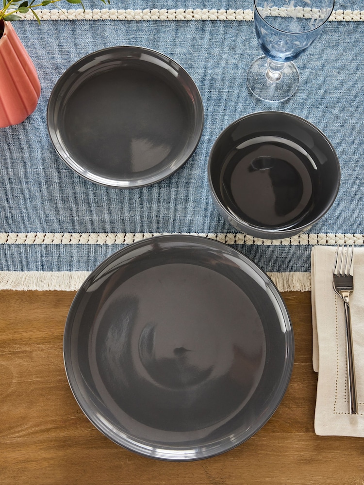 12 Piece Charcoal Grey Moderna Dinner Set - Image 2 of 5 12 Piece Charcoal Grey Moderna Dinner Set - Image 2 of 5
