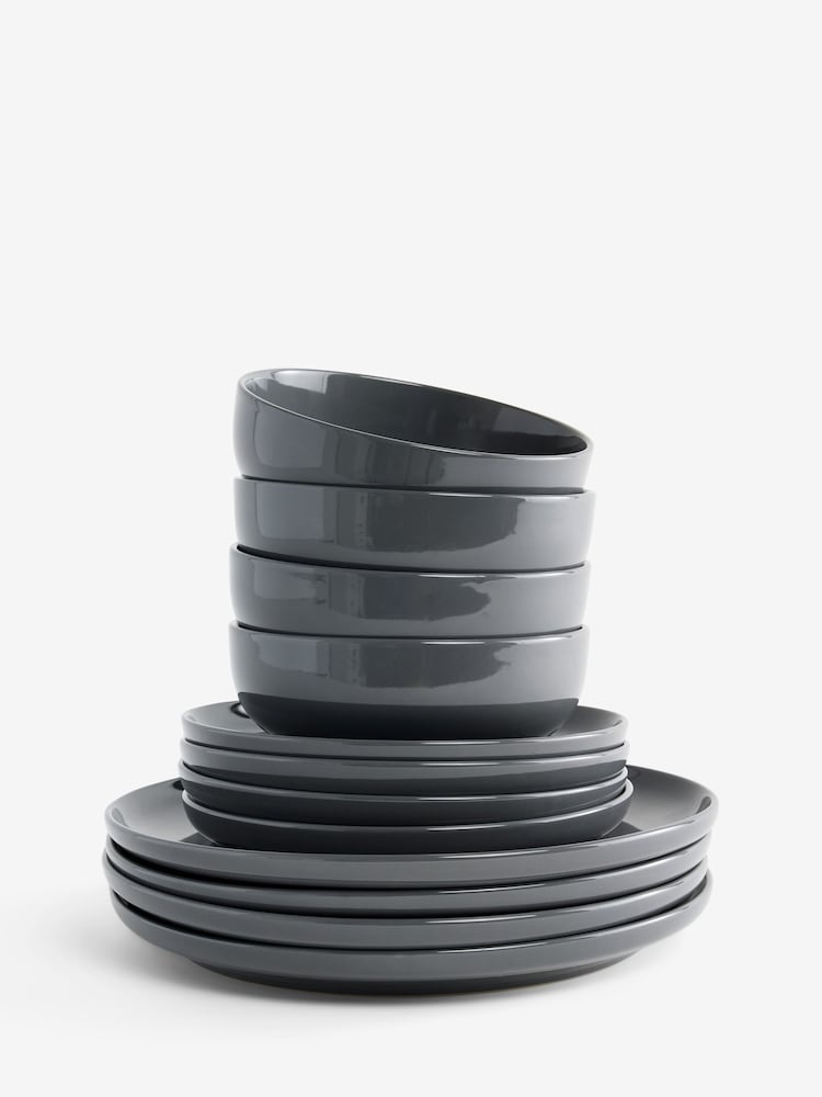 12 Piece Charcoal Grey Moderna Dinner Set - Image 5 of 5 12 Piece Charcoal Grey Moderna Dinner Set - Image 5 of 5