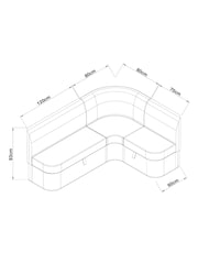 Soft Twill Light Mink Brown Noa Curve Right Hand Corner Storage Dining Bench - Image 4 of 8