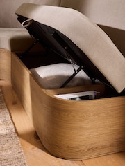 Soft Twill Light Mink Brown Noa Curve Right Hand Corner Storage Dining Bench - Image 6 of 8