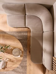 Soft Twill Light Mink Brown Noa Curve Right Hand Corner Storage Dining Bench - Image 7 of 8