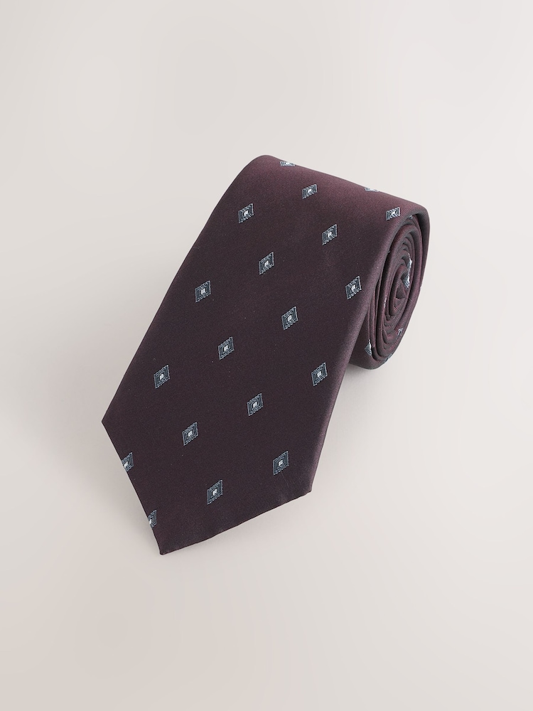 Burgundy Red Archive Collection Silk Design Tie - Image 1 of 3