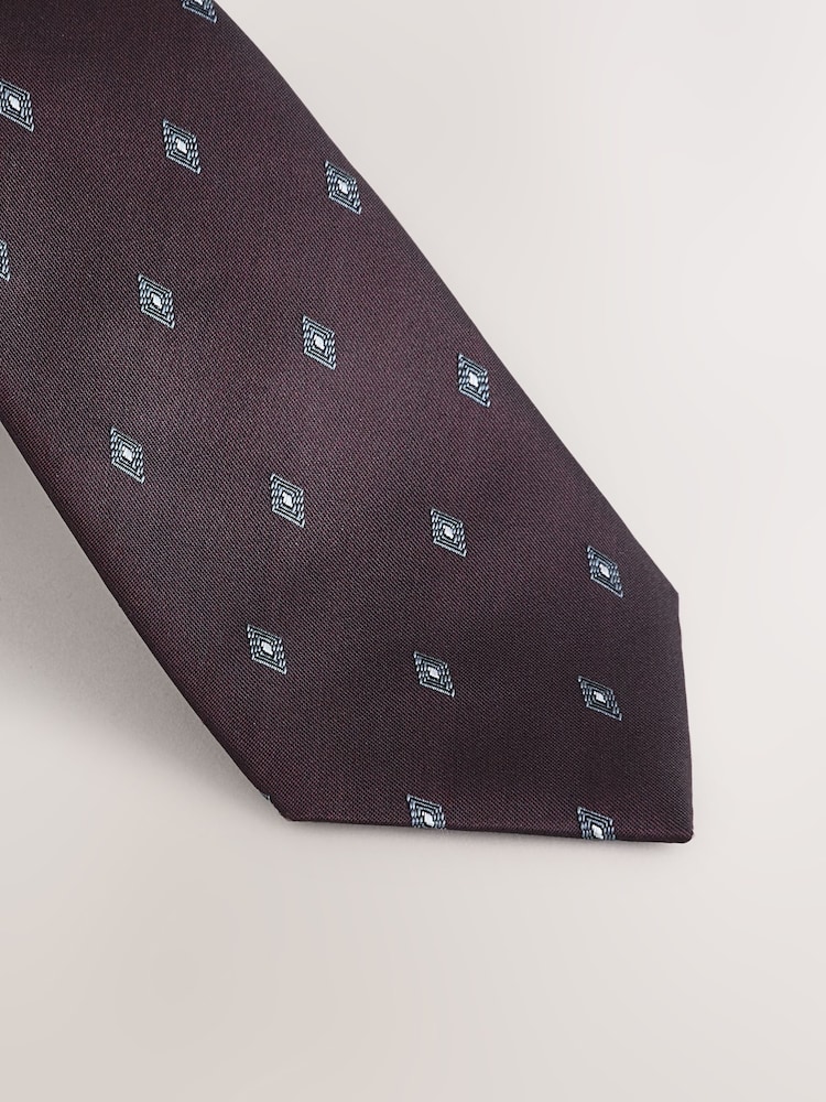 Burgundy Red Archive Collection Silk Design Tie - Image 2 of 3