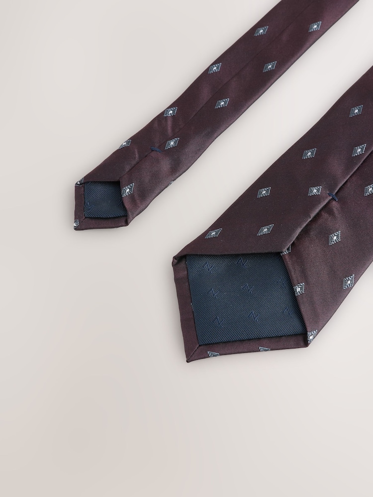 Burgundy Red Archive Collection Silk Design Tie - Image 3 of 3