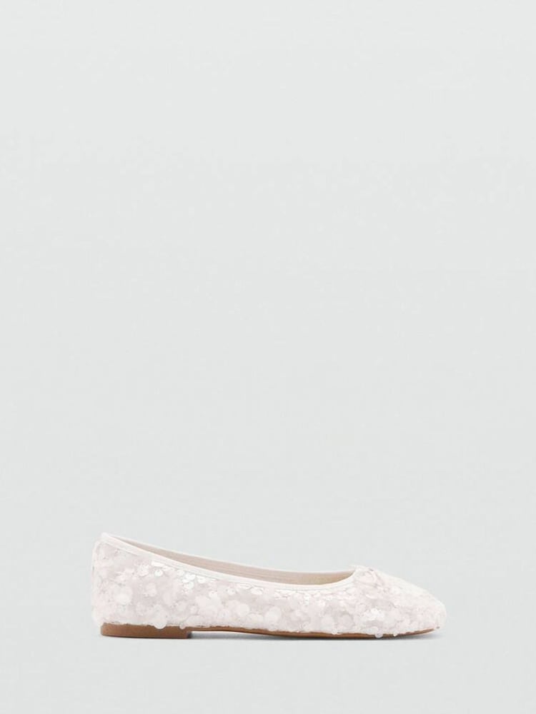 Mango White Sequin Ballet Pumps - Image 1 of 3
