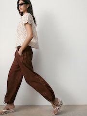 BHOEM Neutral Wide Leg 100% Linen Trousers With Tie Detail - Image 4 of 6