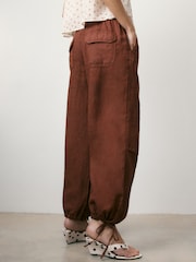 BHOEM Neutral Wide Leg 100% Linen Trousers With Tie Detail - Image 5 of 6