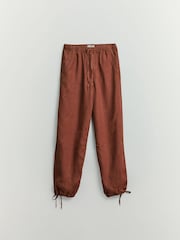 BHOEM Neutral Wide Leg 100% Linen Trousers With Tie Detail - Image 6 of 6