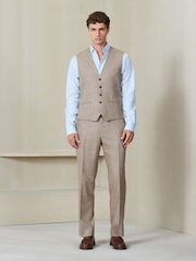Stone Tailored Fit Nova Fides Italian Wool Textured Herringbone Suit Waistcoat - Image 2 of 6