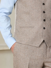 Stone Tailored Fit Nova Fides Italian Wool Textured Herringbone Suit Waistcoat - Image 5 of 6