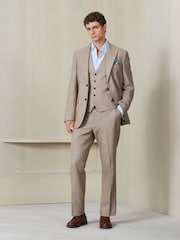 Stone Tailored Fit Nova Fides Italian Wool Textured Herringbone Suit Waistcoat - Image 6 of 6