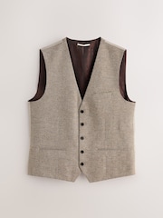Stone N. Premium Tailored Fit Nova Fides Italian Wool Textured Herringbone Suit Waistcoat - Image 7 of 10