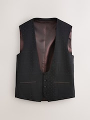 Noir - Gilet de smoking scintillant à carreaux Coupe classique - Image 6 de 9