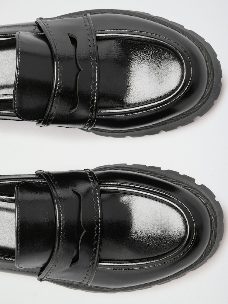 Lipsy Black Faux Leather Standard Fit Chunky Workwear Loafer - Image 5 of 5 Lipsy Black Faux Leather Standard Fit Chunky Workwear Loafer - Image 5 of 5