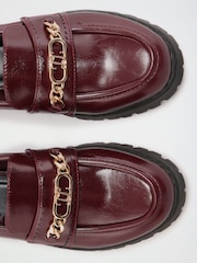 Lipsy Burgundy Red Faux Leather Hardware Trim Standard Fit Chunky Workwear Loafer - Image 5 of 5