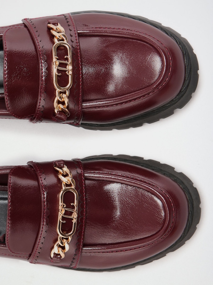 Lipsy Burgundy Red Faux Leather Hardware Trim Standard Fit Chunky Workwear Loafer - Image 5 of 5 Lipsy Burgundy Red Faux Leather Hardware Trim Standard Fit Chunky Workwear Loafer - Image 5 of 5