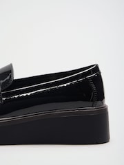 Lipsy Black Patent Wide Fit Snaffle Trim Wedge Platform Slip On Loafers - Image 3 of 5