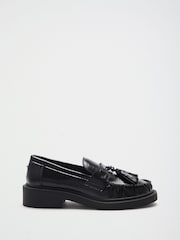 Lipsy Black Faux Leather  Tassle Detail Chunky Smart Loafers - Image 4 of 5