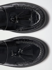 Lipsy Black Faux Leather  Tassle Detail Chunky Smart Loafers - Image 5 of 5