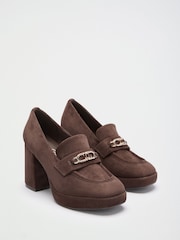 Lipsy Platfrom High Heeled Branded Trim Workwear Loafers - Slika 4 od 7