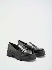 Lipsy Black Faux Leather Wide Fit Chunky Workwear Loafer - Image 2 of 5
