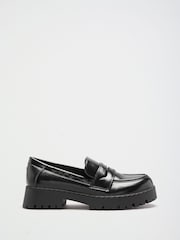Lipsy Black Faux Leather Wide Fit Chunky Workwear Loafer - Image 3 of 5