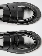 Lipsy Black Faux Leather Wide Fit Chunky Workwear Loafer - Image 4 of 5