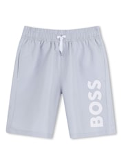 BOSS Blue Leg Logo Swim Shorts - Image 1 of 3