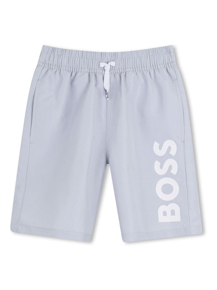 BOSS Blue Leg Logo Swim Shorts - Image 1 of 3 BOSS Blue Leg Logo Swim Shorts - Image 1 of 3