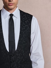 Navy Regular Fit Tuxedo Patterned Textured Suit Waistcoat - Image 4 of 5