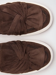 Lipsy Chocolate Brown Faux Suede Standard Fit Platform Chunky Casual Slip On Loafer Style Trainer - Image 4 of 5