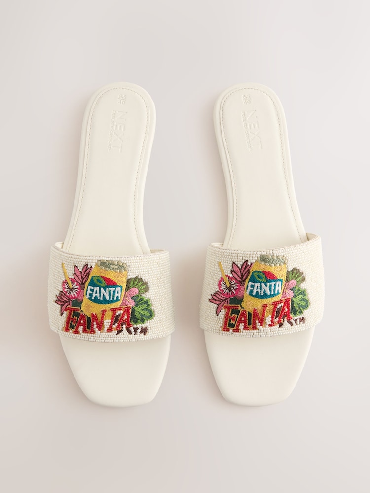 White/Cream Forever Comfort® Embellished Fanta Mule Sandals - Image 1 of 5