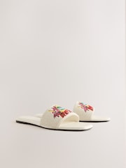White/Cream Forever Comfort® Embellished Fanta Mule Sandals - Image 2 of 5