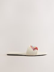 White/Cream Forever Comfort® Embellished Fanta Mule Sandals - Image 3 of 5